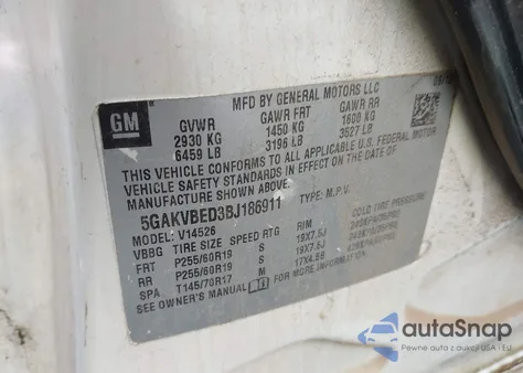 2011 Buick Enclave 1Xl from USA, damaged, VIN 5GAKVBED3BJ186911